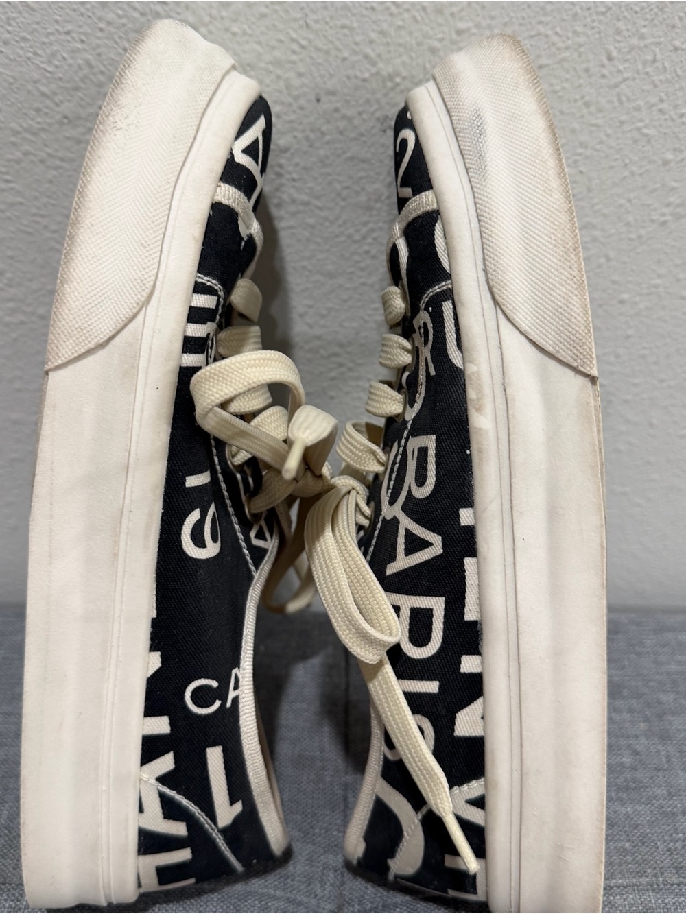 Vintage Black and Cream Logo Canvas Low-Top Sneakers - Picture 7 of 10